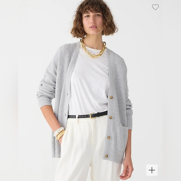 NWT J. Crew V-neck cotton cashmere blend cardigan sweater, ivory XS - Picture 2 of 7
